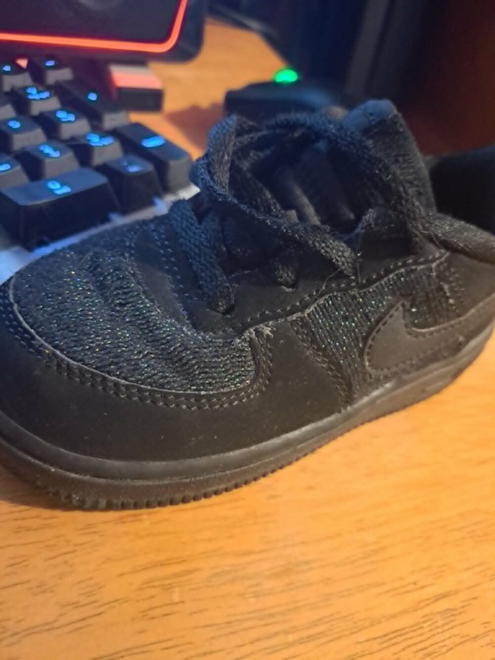 Nike Air Force 1 Low Toddler Sneakers Size 8C Black Metallic Shimmer AQ5103-002